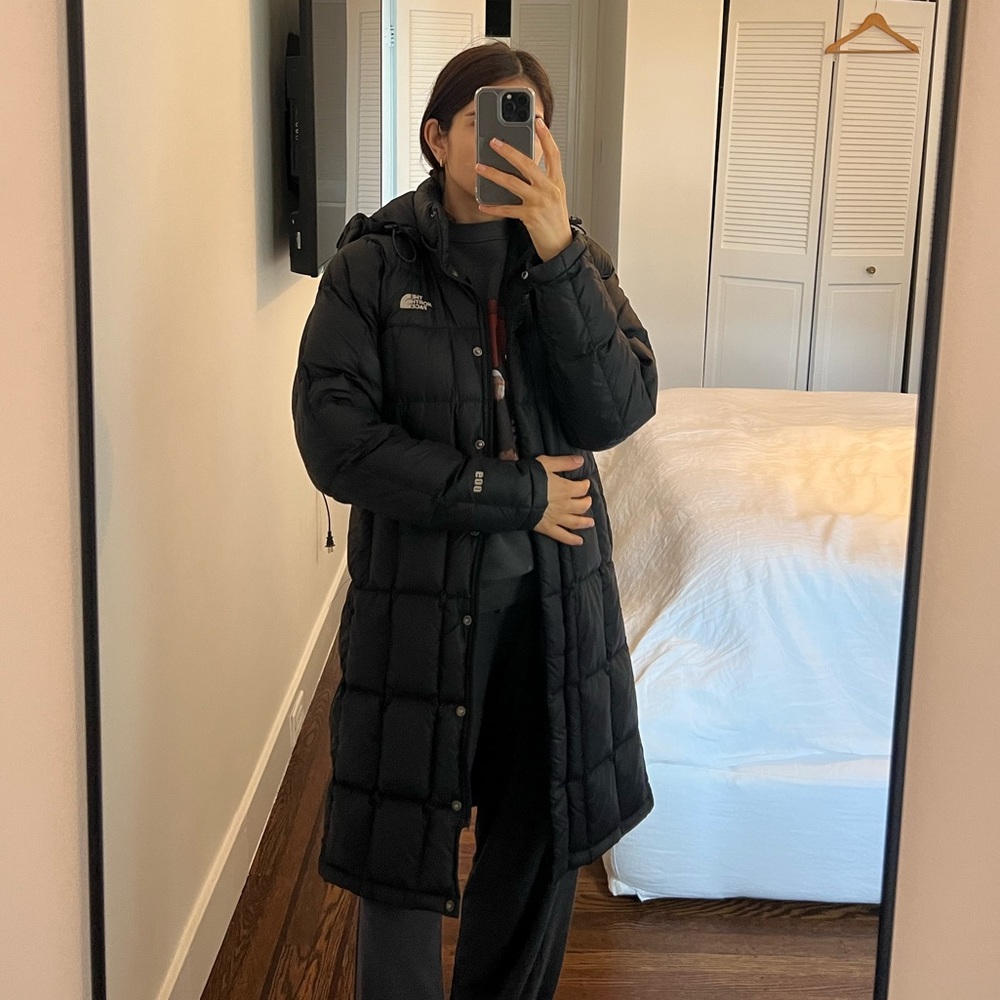 The North Face Parka 600Down Jacket Womens S/P Black Metropolis Puffer Long Coat